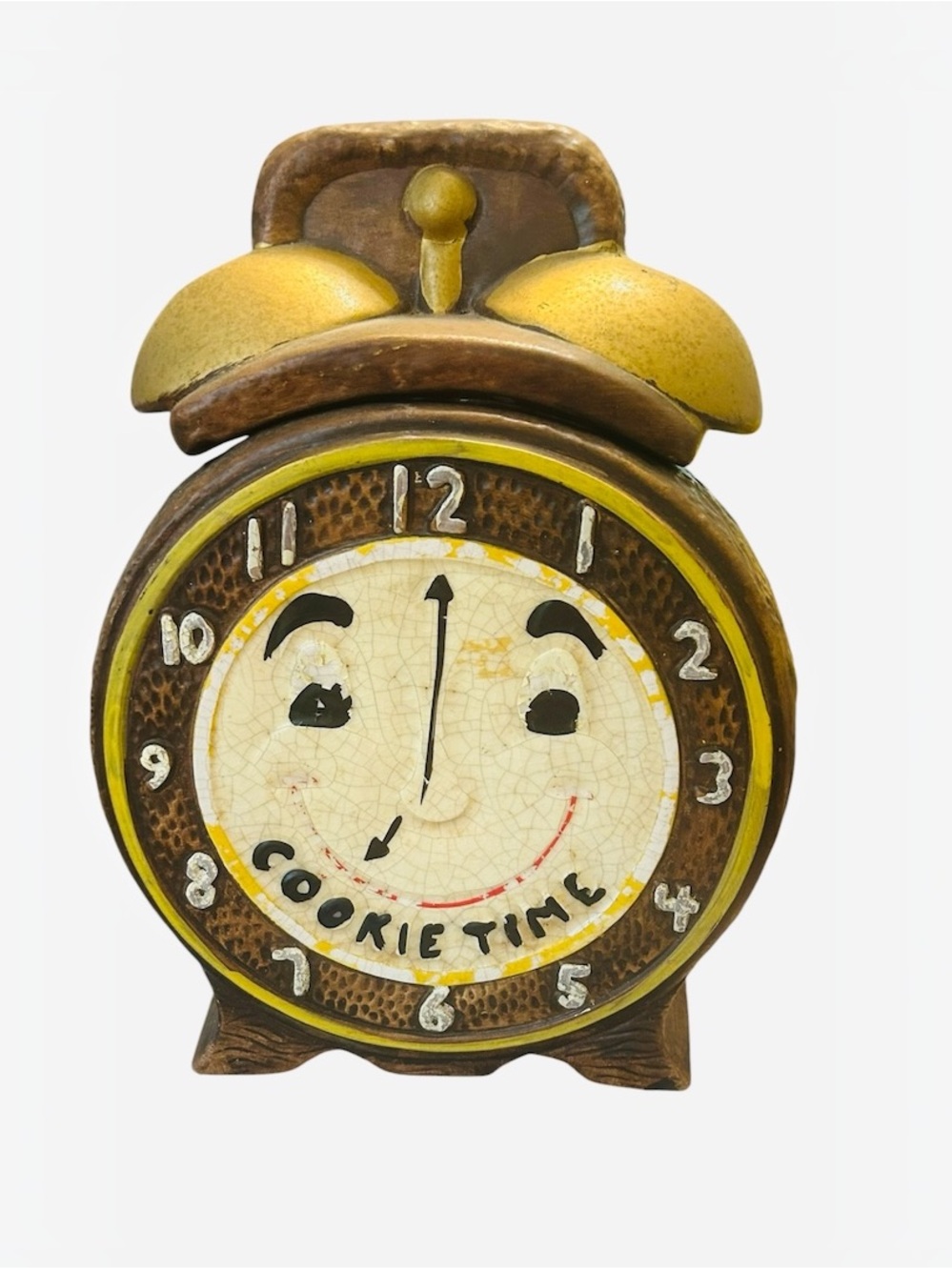 Vintage California Originals ceramic "Cookie Time" alarm clock shaped cookie jar